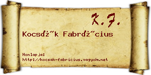 Kocsák Fabrícius névjegykártya